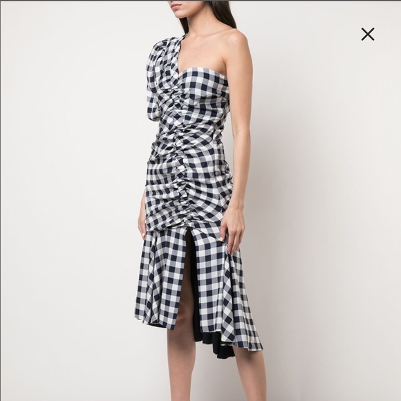 Jonathan Simkhai One Shoulder Gingham Dress - Picture 3 of 6